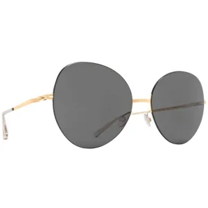 Mykita Women's Sunglasses - Dark Grey Lens Gold/Black Metal Cat Eye Frame | AIMI 56