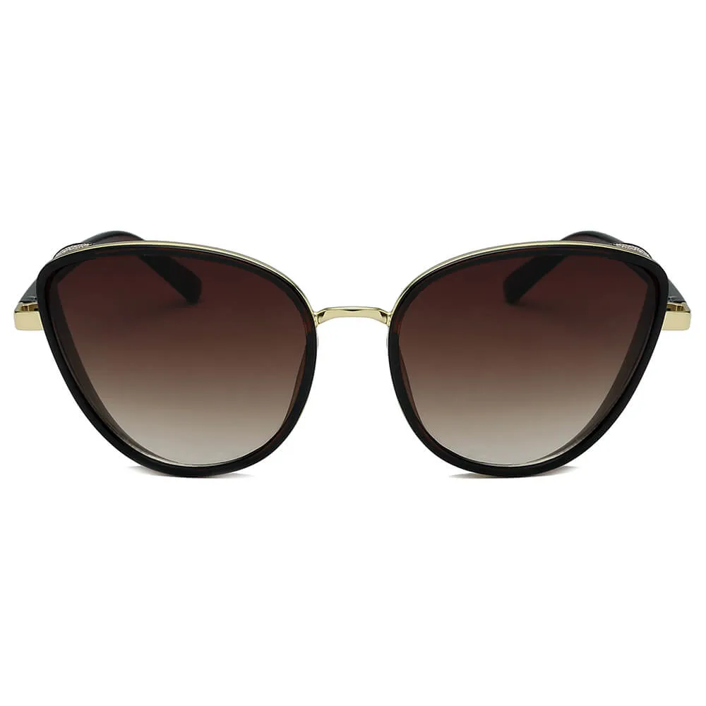 NARVA | Women Sleek Glitter Glamour Cat Eye Feline Fashion Sunglasses