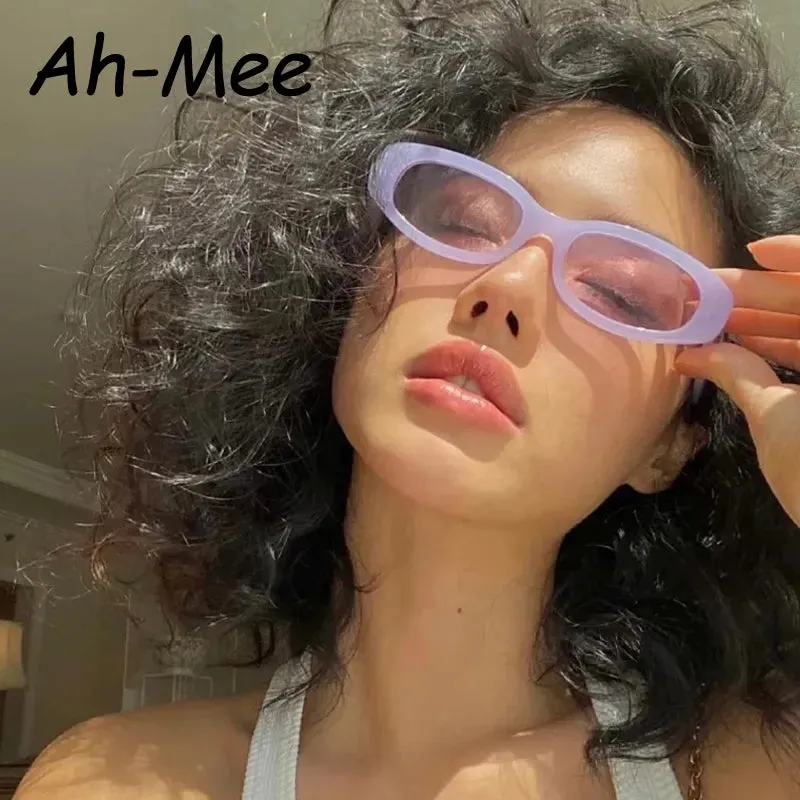 New Cycling Polygon Sunglasses Woman Fashion Black Small Frame Eyeglasses Vintage Sun Glasses Female Shades Oval Gradient