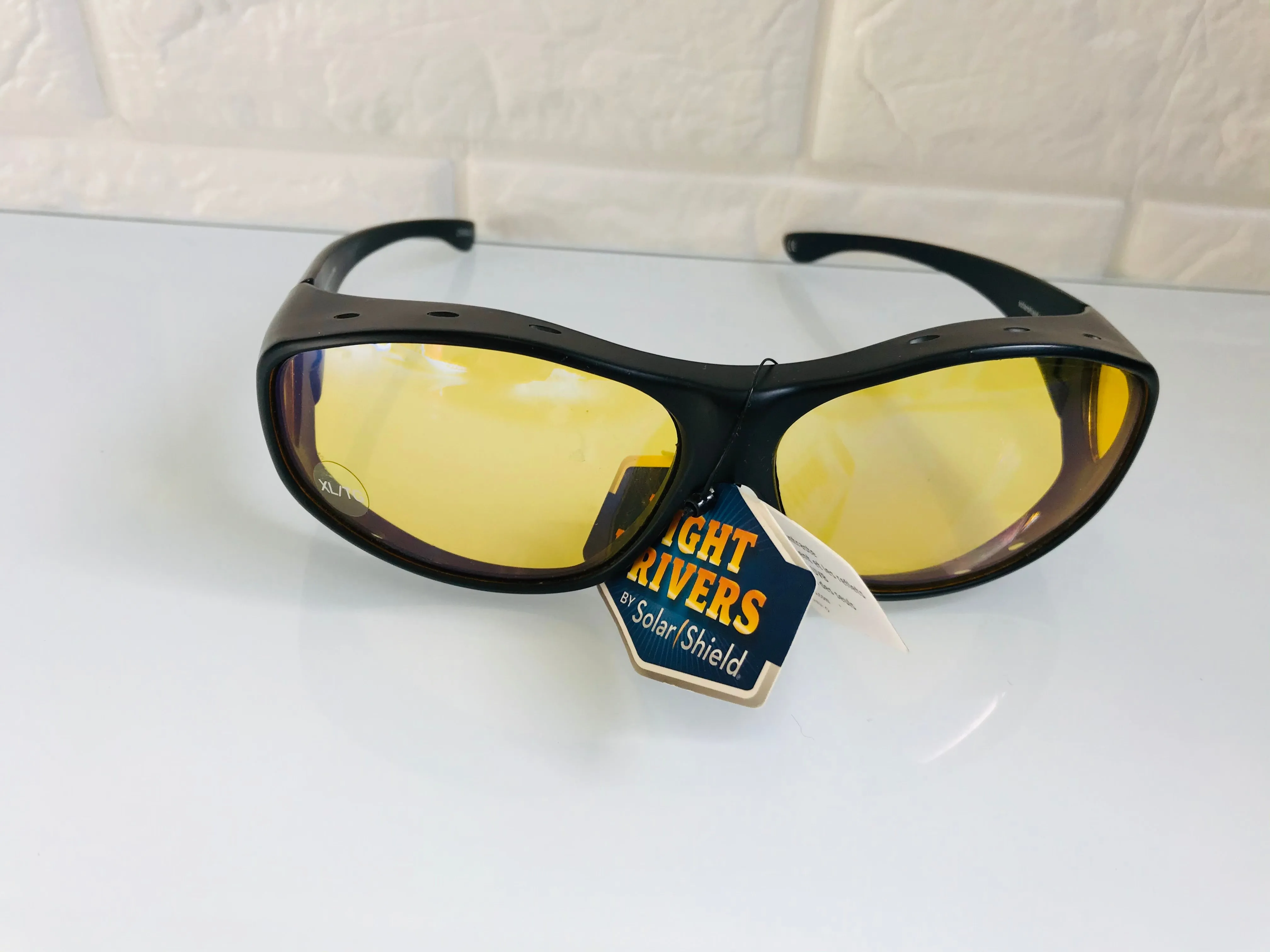 New Solar Shield Unisex Black Night Drivers Anti Glare SolarShield Sunglasses!