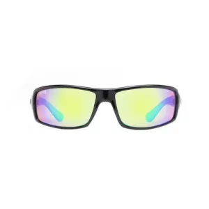 NEW WAVE SUNGLASSES SHINY BLACK/GREEN MIRROR