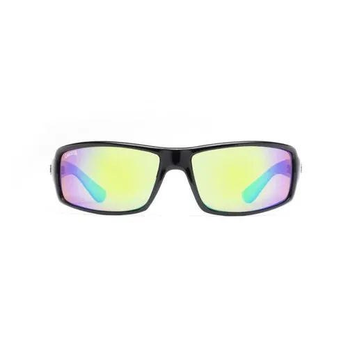 NEW WAVE SUNGLASSES SHINY BLACK/GREEN MIRROR