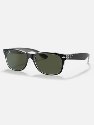 New Wayfarer Black On Transparent/G-15 Green Sunglasses