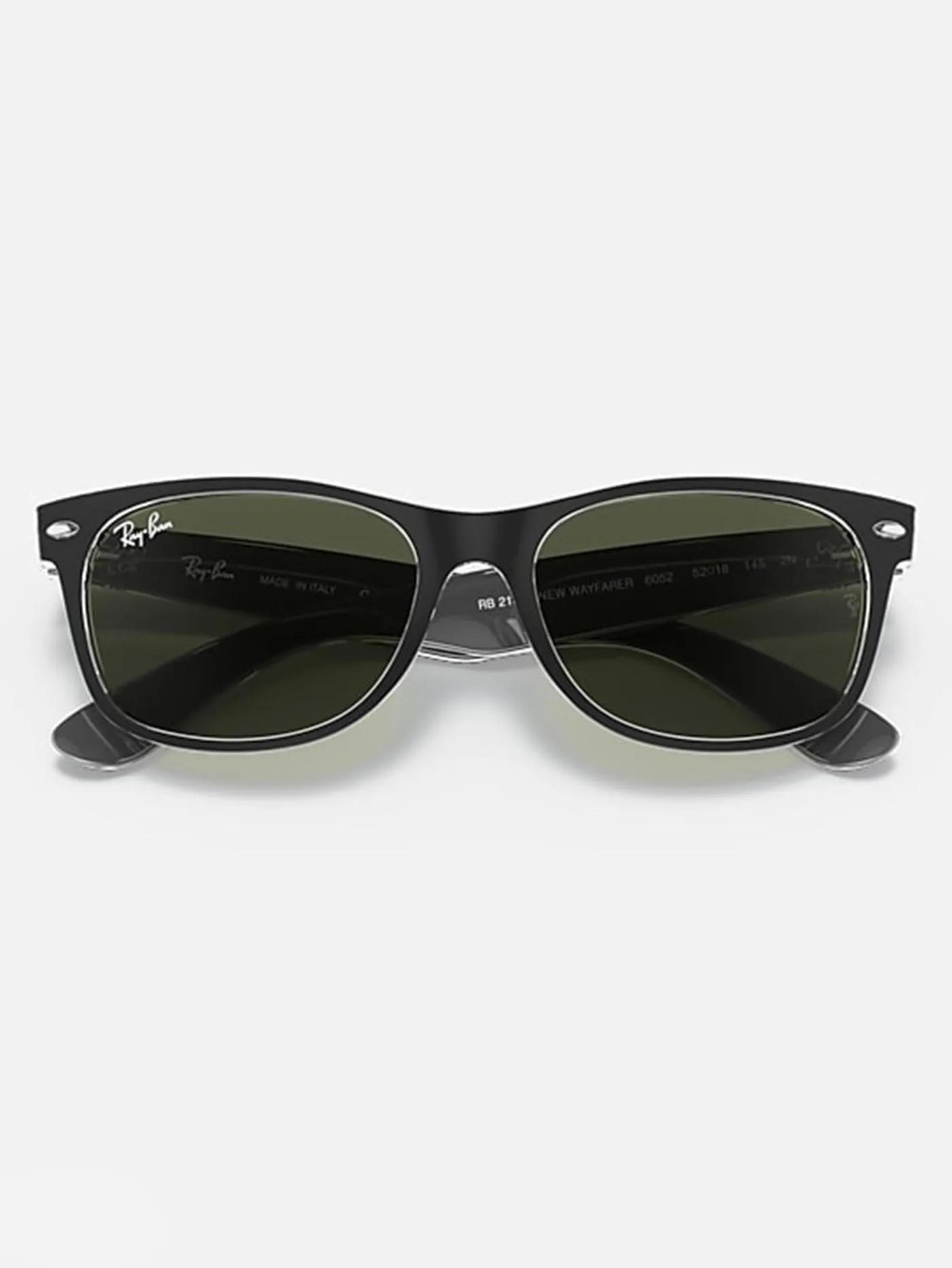 New Wayfarer Black On Transparent/G-15 Green Sunglasses