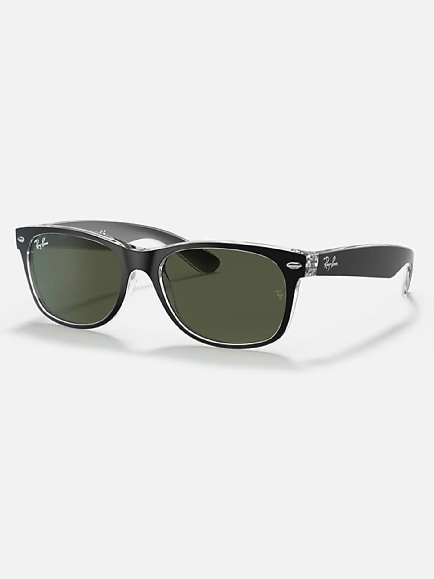 New Wayfarer Black On Transparent/G-15 Green Sunglasses