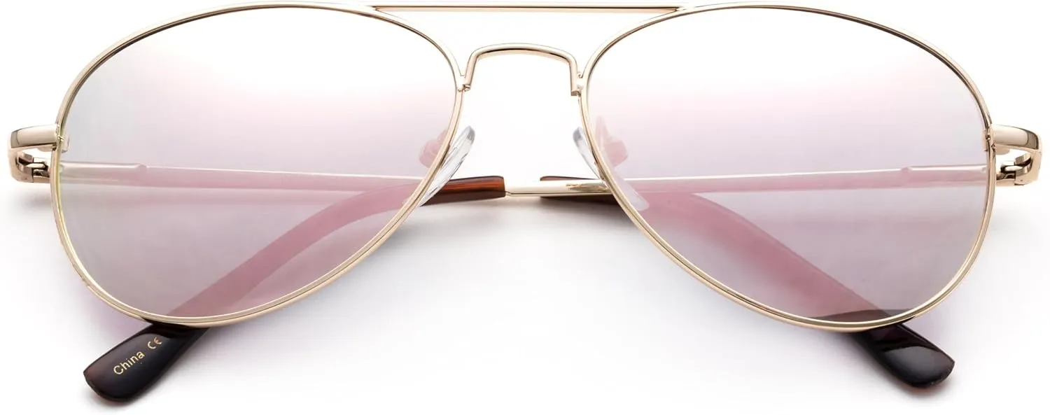 Newbee Fashion Popular Aviator Flash/Mirrored Fashion Aviator Kids Sunglasses with Spring Hinges