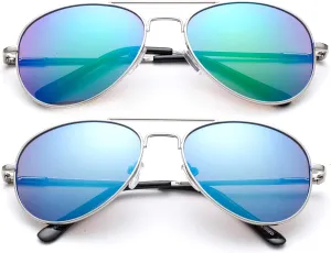 Newbee Fashion Popular Aviator Flash/Mirrored Fashion Aviator Kids Sunglasses with Spring Hinges