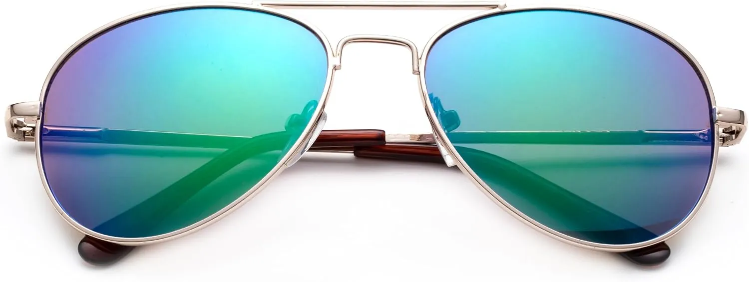 Newbee Fashion Popular Aviator Flash/Mirrored Fashion Aviator Kids Sunglasses with Spring Hinges