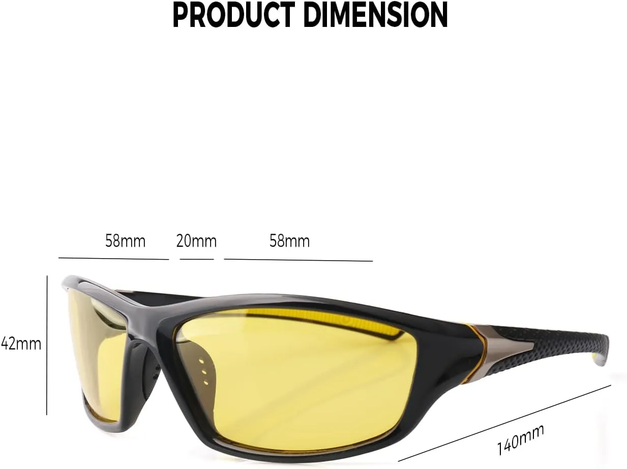 Night Vision Glasses for Men and Women, Driving Eyewear, Reduce Glare Enhance Vision HD Polarized Sunglasses