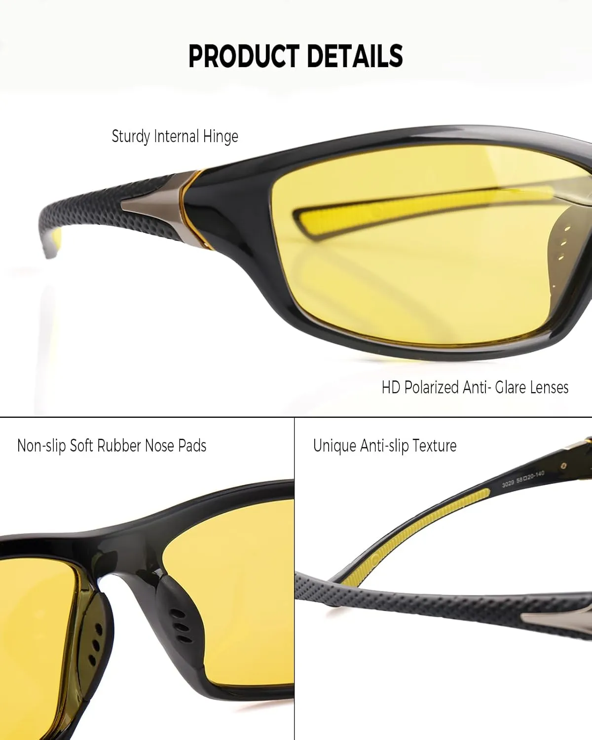 Night Vision Glasses for Men and Women, Driving Eyewear, Reduce Glare Enhance Vision HD Polarized Sunglasses
