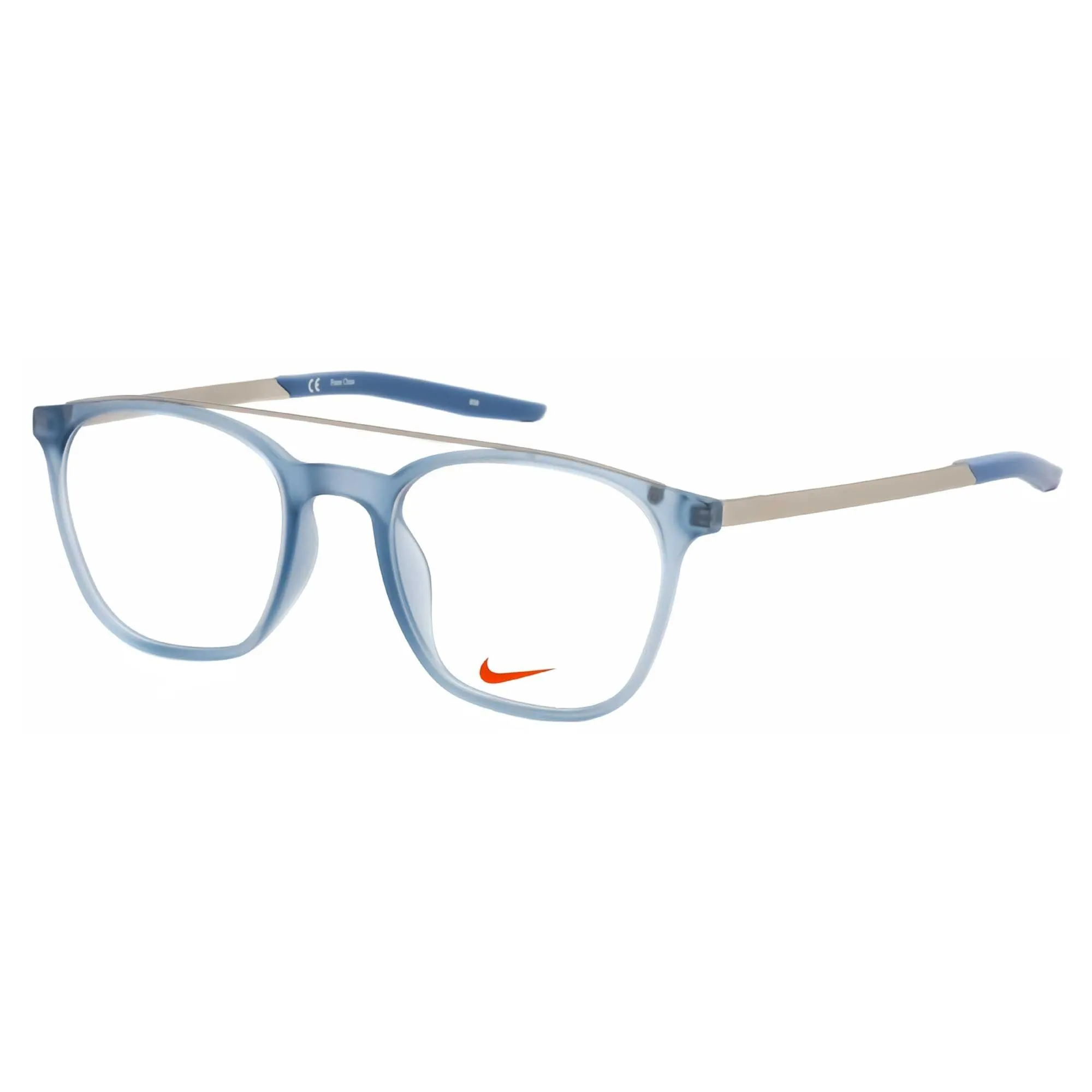 Nike Unisex Eyeglasses - Matte Ocean Fog Square Plastic Frame | Nike 7281 401