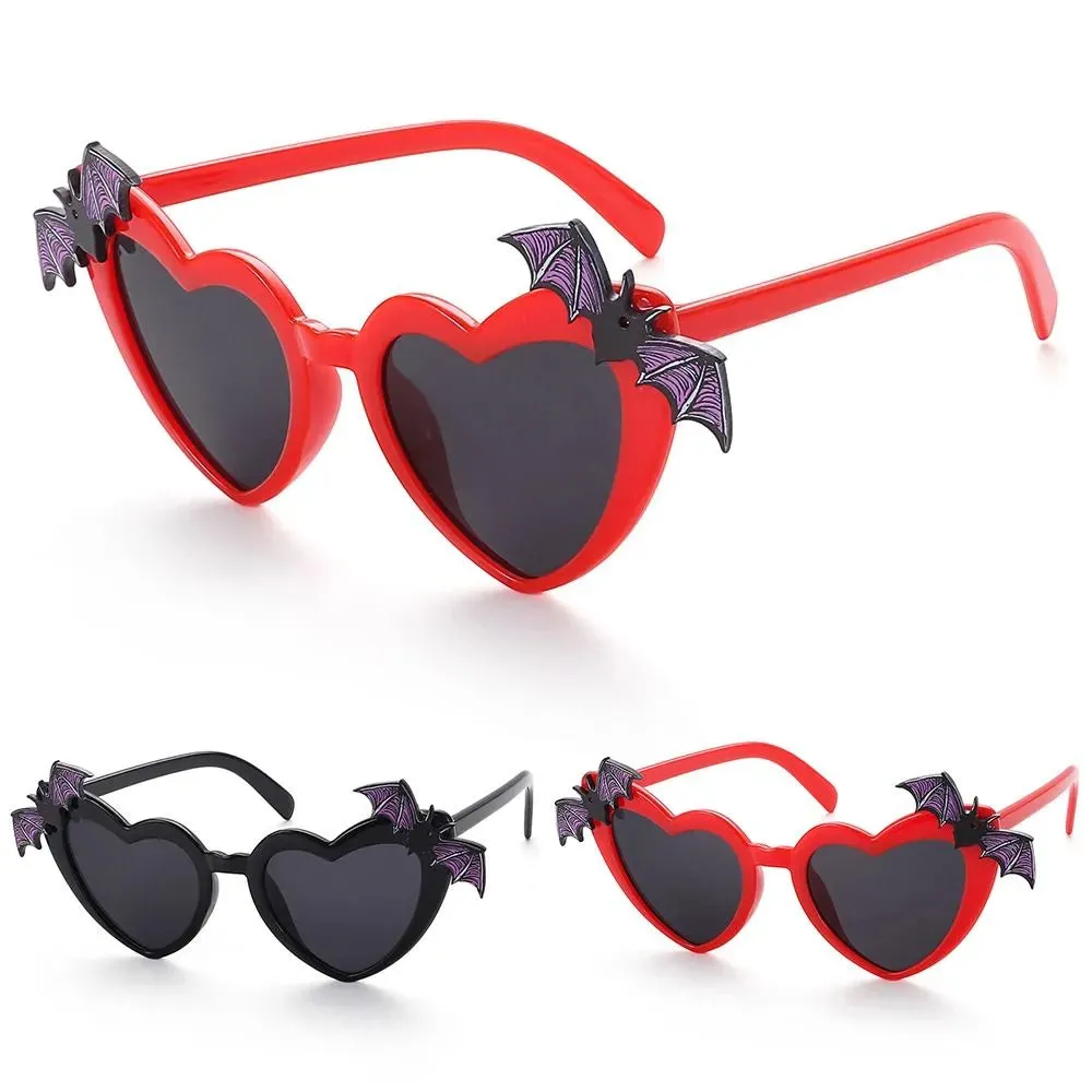 Novelty Halloween Costume Glasses Heart Shaped Bat Wings Decor Sunglasses Women Trendy Sun Glasses Disco Party DecorationEyewear