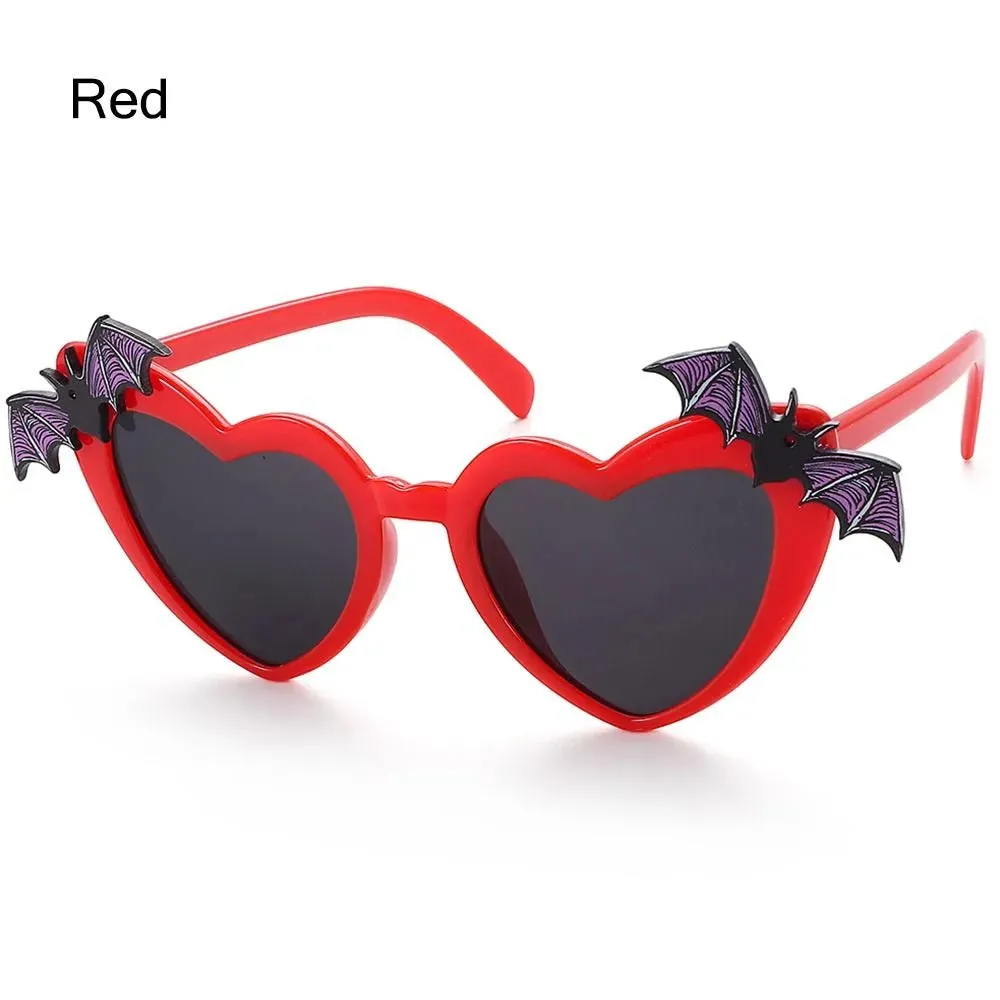 Novelty Halloween Costume Glasses Heart Shaped Bat Wings Decor Sunglasses Women Trendy Sun Glasses Disco Party DecorationEyewear