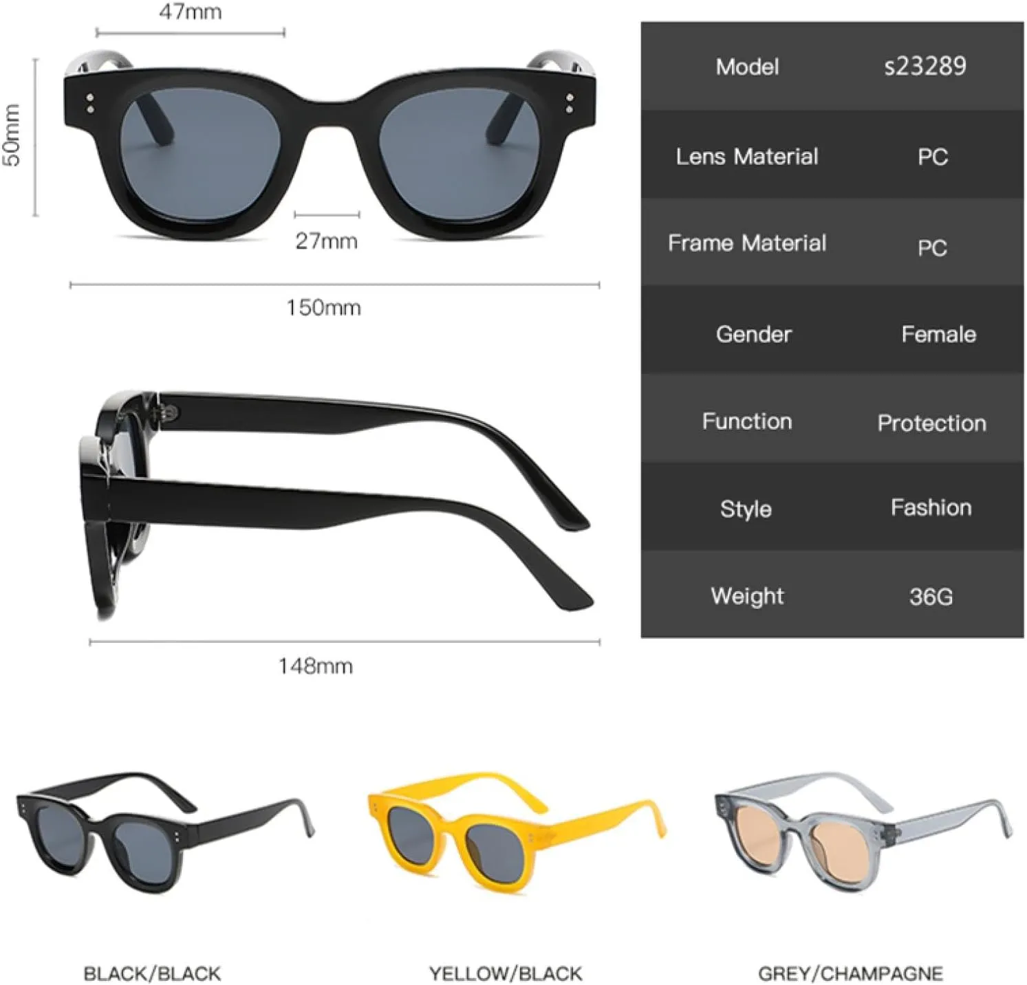 Ocean Retro Oval Frame Thickened Small Frame Fashion Sunglasses for Female