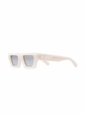 Off-White Manchester Rectangular Frame Sunglasses Beige/Silver/White