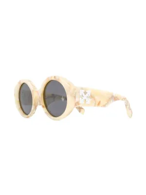 Off-White Sara Round Frame Sunglasses Yellow Marble/White