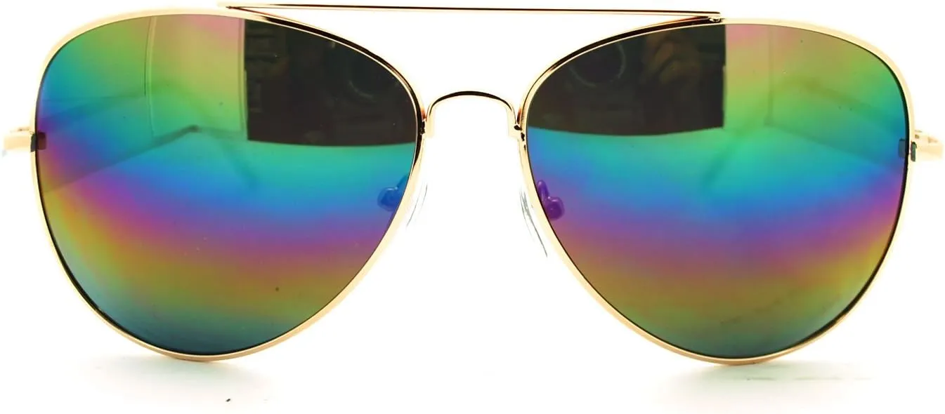 Oil Slick Rusta Mirrored Lens Police Motorcycle Biker Cop Pilot Sunglasses
