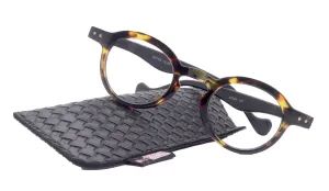 Orlando (Premium) Reading Glasses, High End Readers (Brown W Black)  (Round) Magnifying Eyeglasses, Optical, NY Fifth Avenue