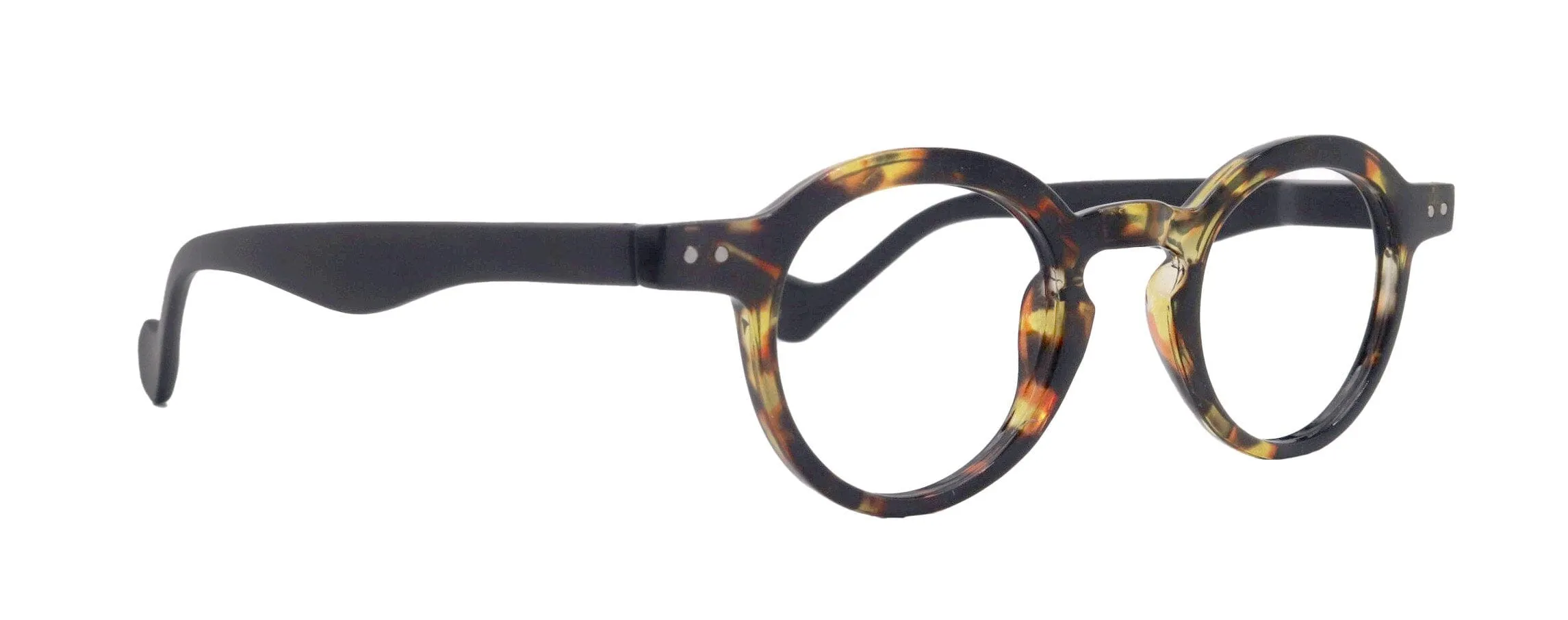 Orlando (Premium) Reading Glasses, High End Readers (Brown W Black)  (Round) Magnifying Eyeglasses, Optical, NY Fifth Avenue