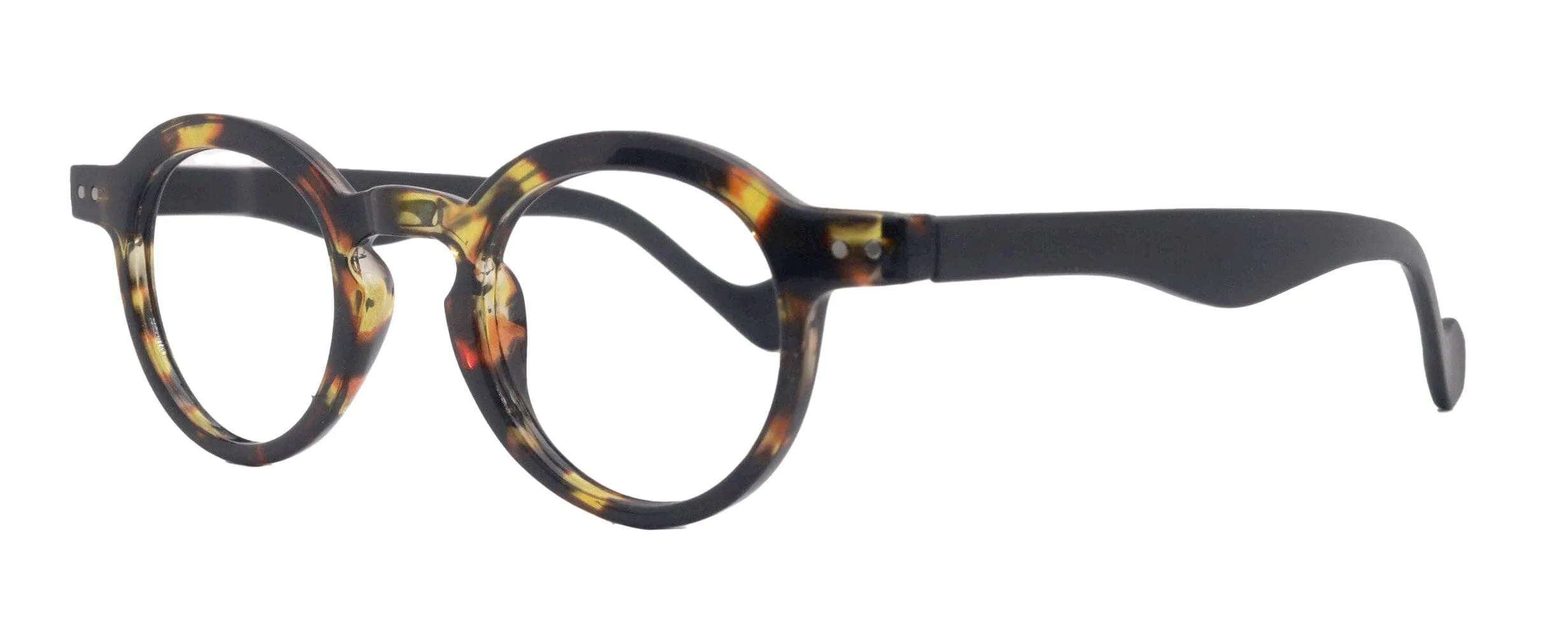 Orlando (Premium) Reading Glasses, High End Readers (Brown W Black)  (Round) Magnifying Eyeglasses, Optical, NY Fifth Avenue