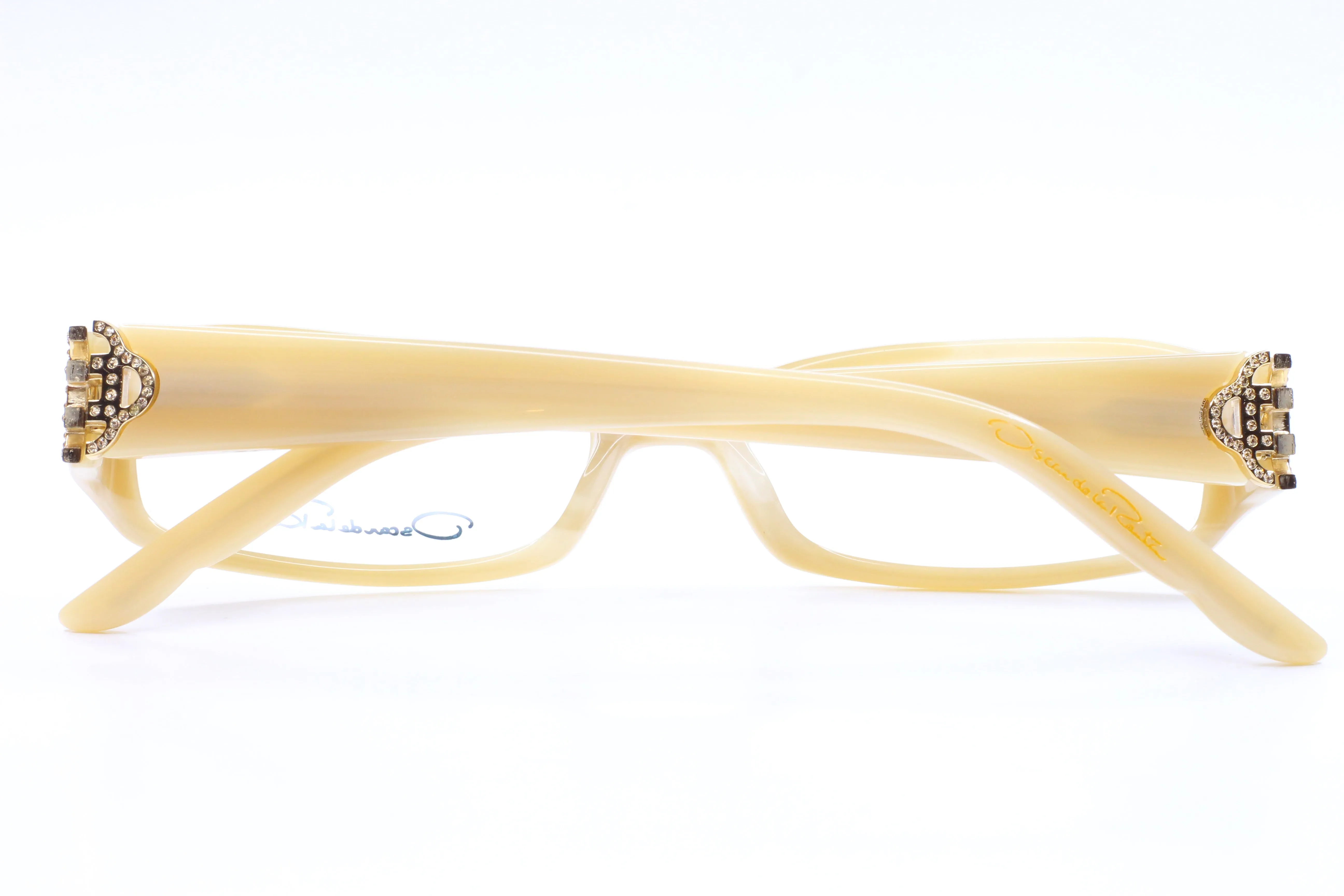 Oscar De La Renta ODLR371 275 Cream Horn Acetate Sparkly Temples Eyeglasses