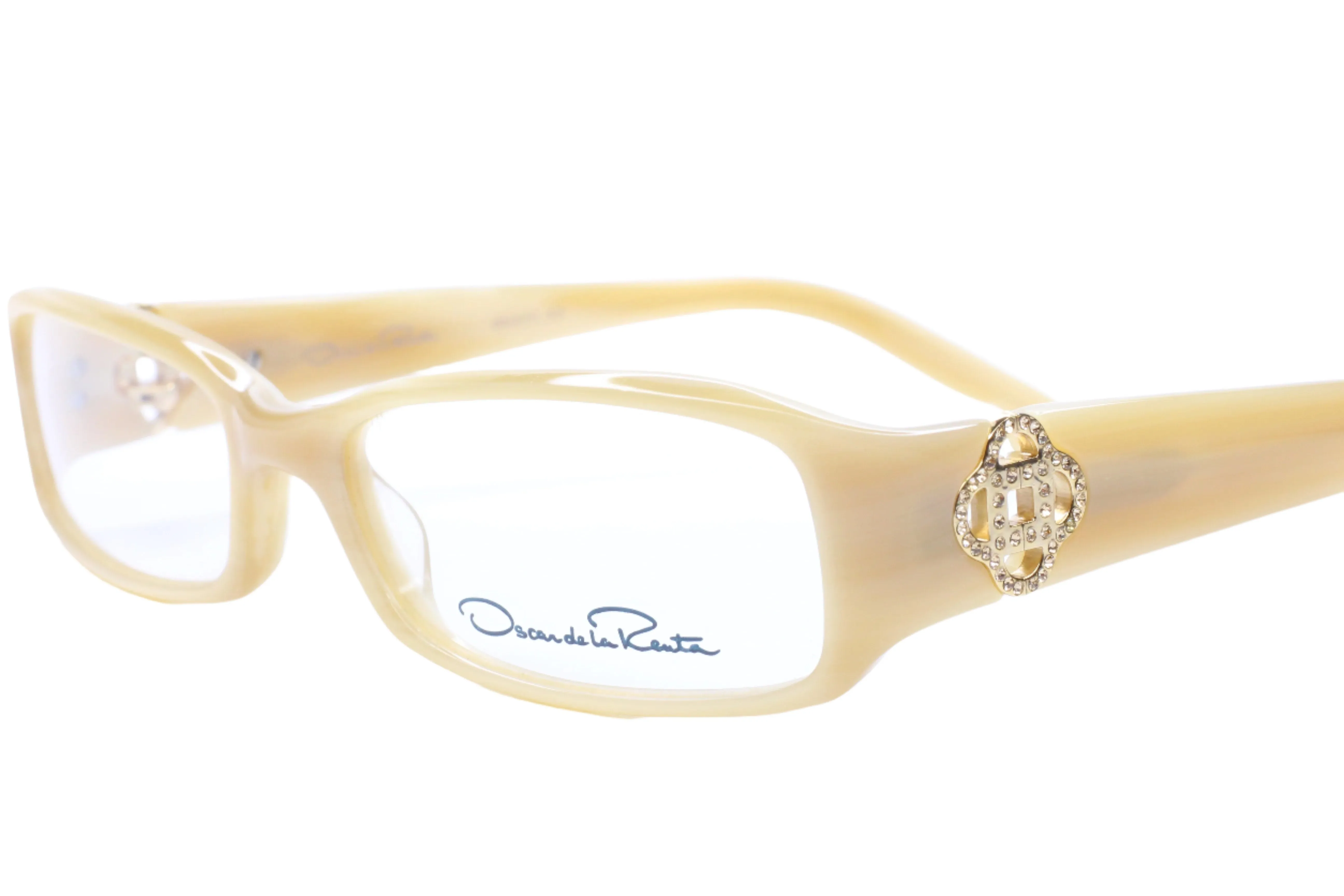 Oscar De La Renta ODLR371 275 Cream Horn Acetate Sparkly Temples Eyeglasses