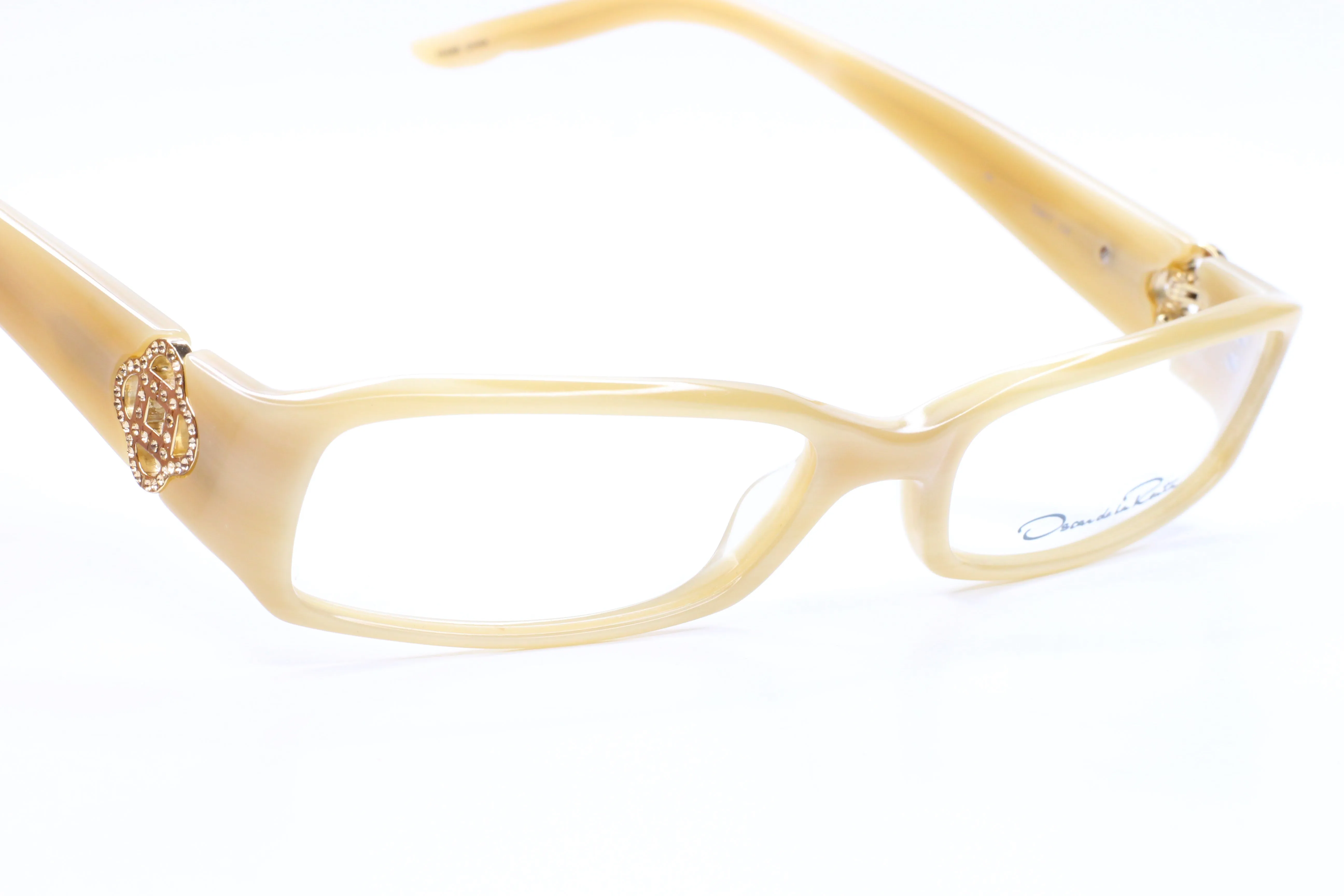Oscar De La Renta ODLR371 275 Cream Horn Acetate Sparkly Temples Eyeglasses