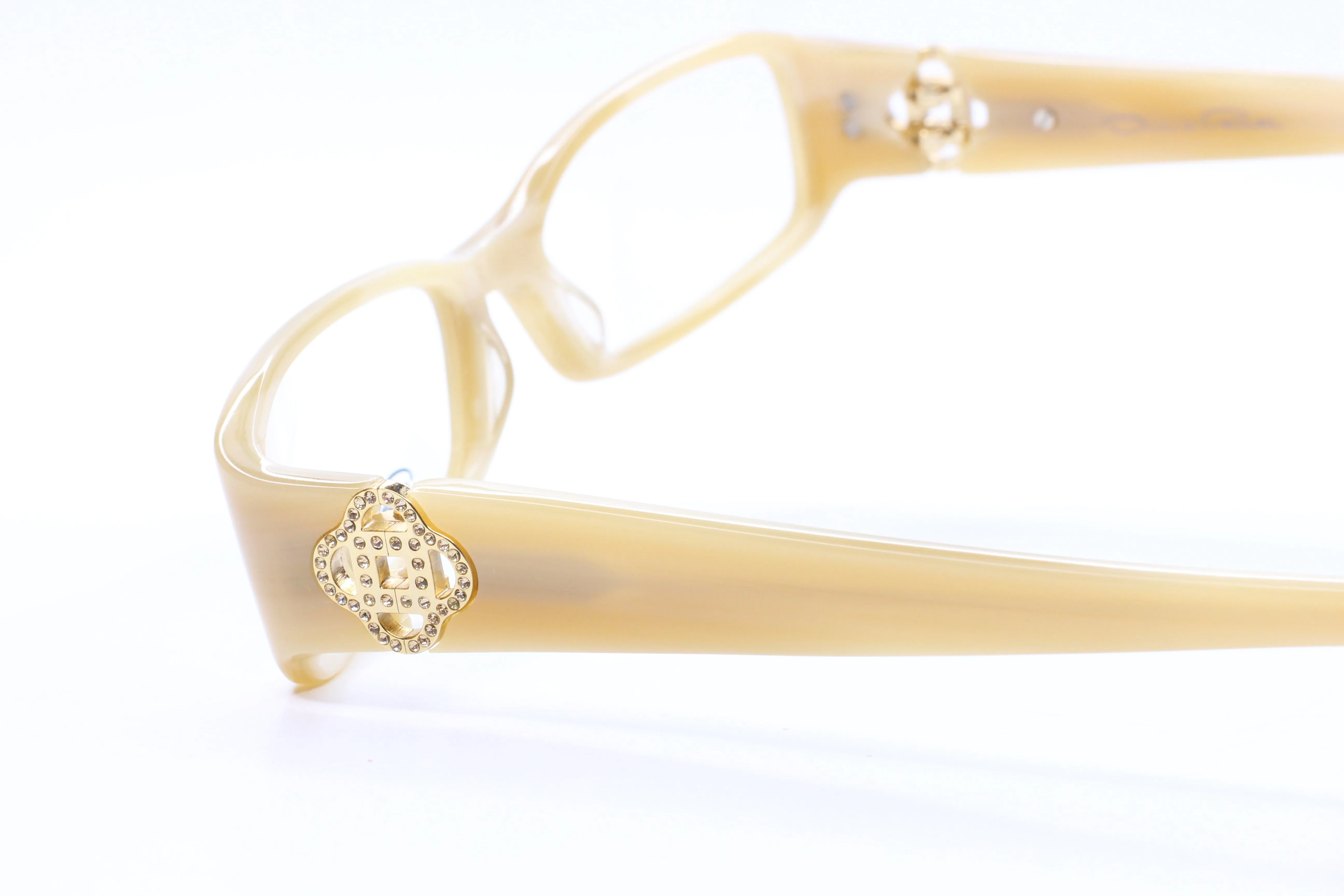 Oscar De La Renta ODLR371 275 Cream Horn Acetate Sparkly Temples Eyeglasses
