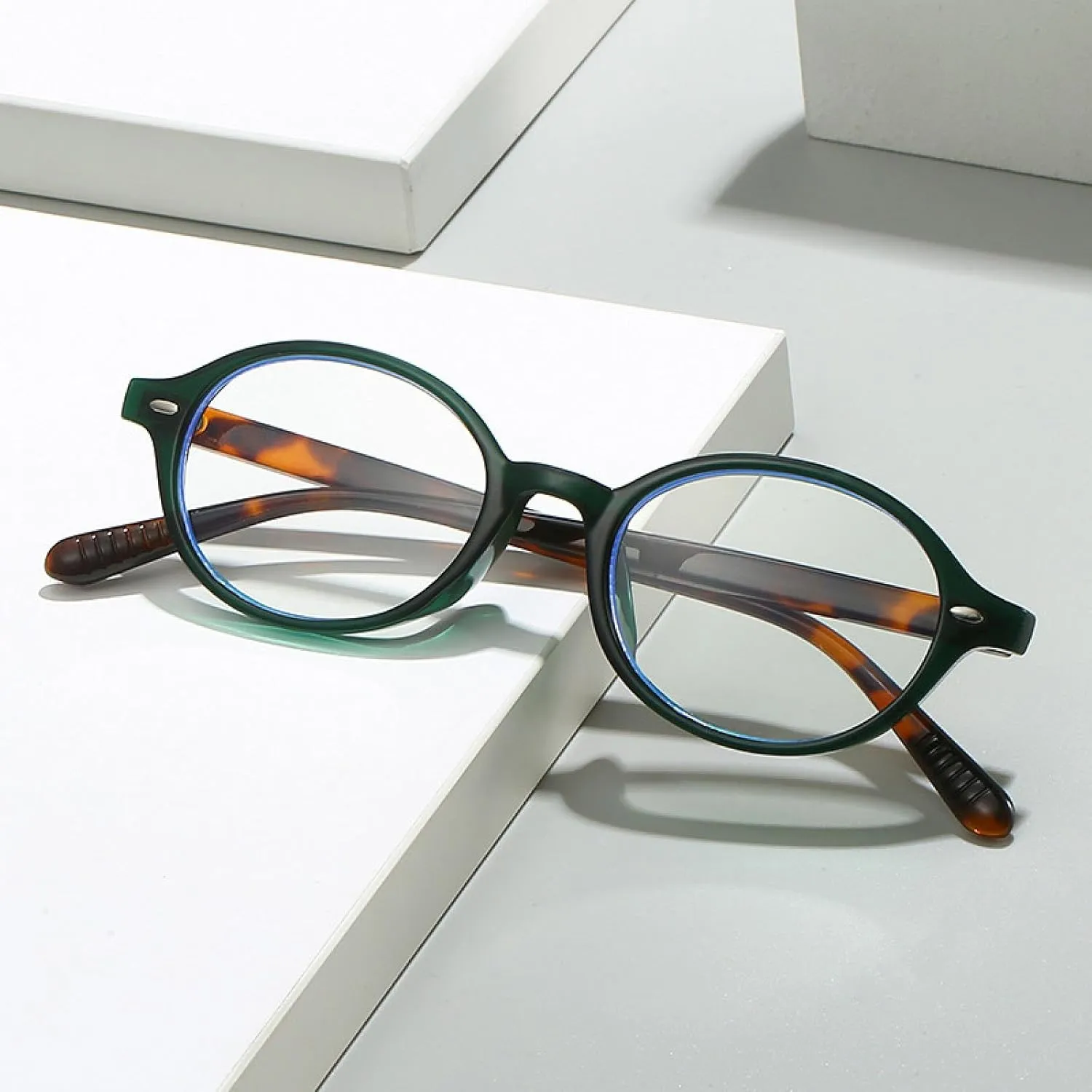 Oval Women Retro Rivets Glasses Frame Clear Eyewear Men Frame
