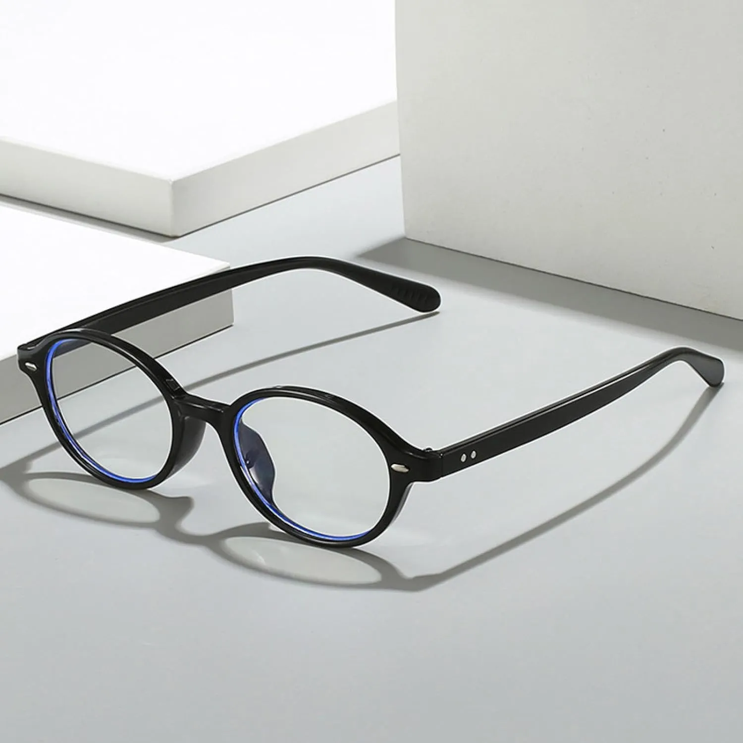 Oval Women Retro Rivets Glasses Frame Clear Eyewear Men Frame
