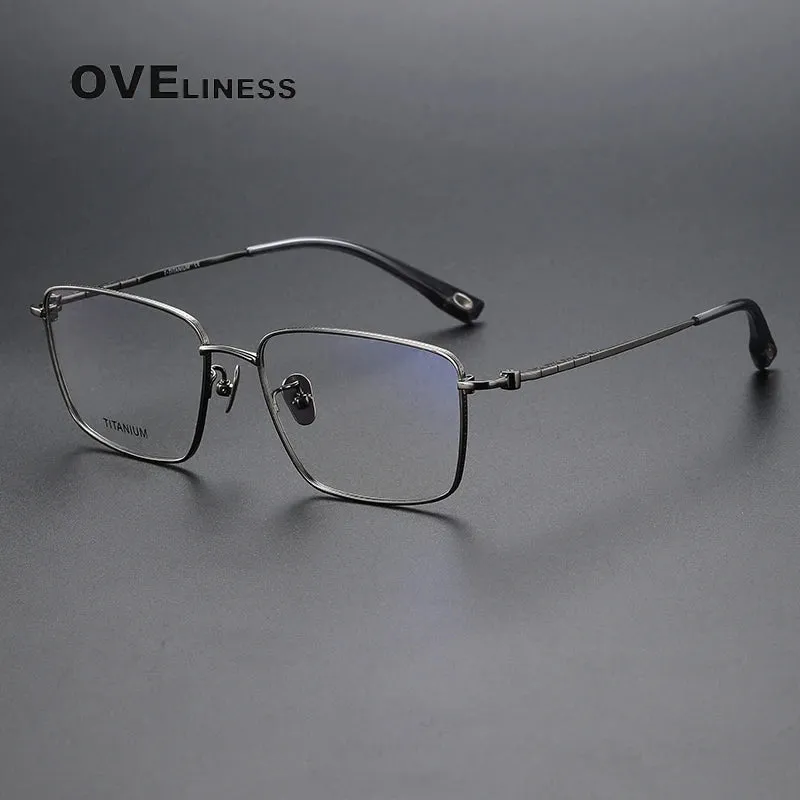 Oveliness Men's Full Rim Square Titanium Eyeglasses 80910