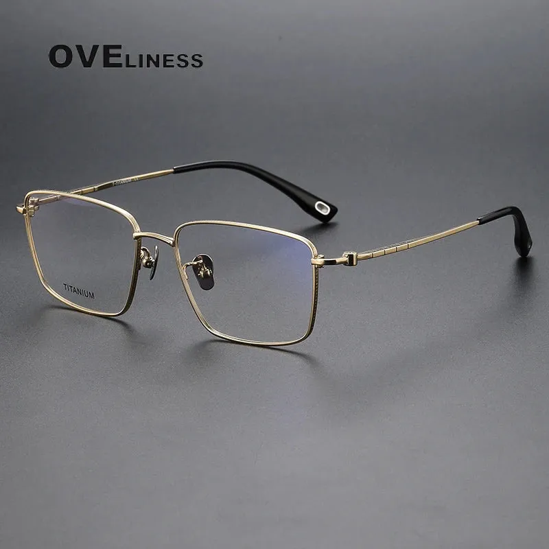 Oveliness Men's Full Rim Square Titanium Eyeglasses 80910
