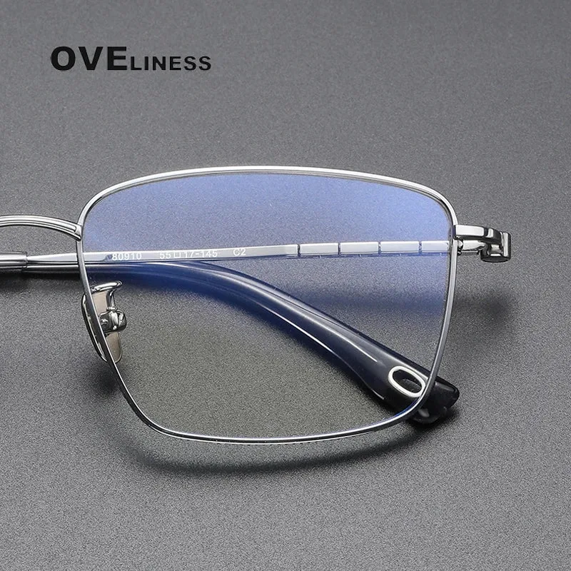 Oveliness Men's Full Rim Square Titanium Eyeglasses 80910