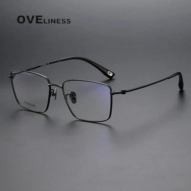 Oveliness Men's Full Rim Square Titanium Eyeglasses 80910