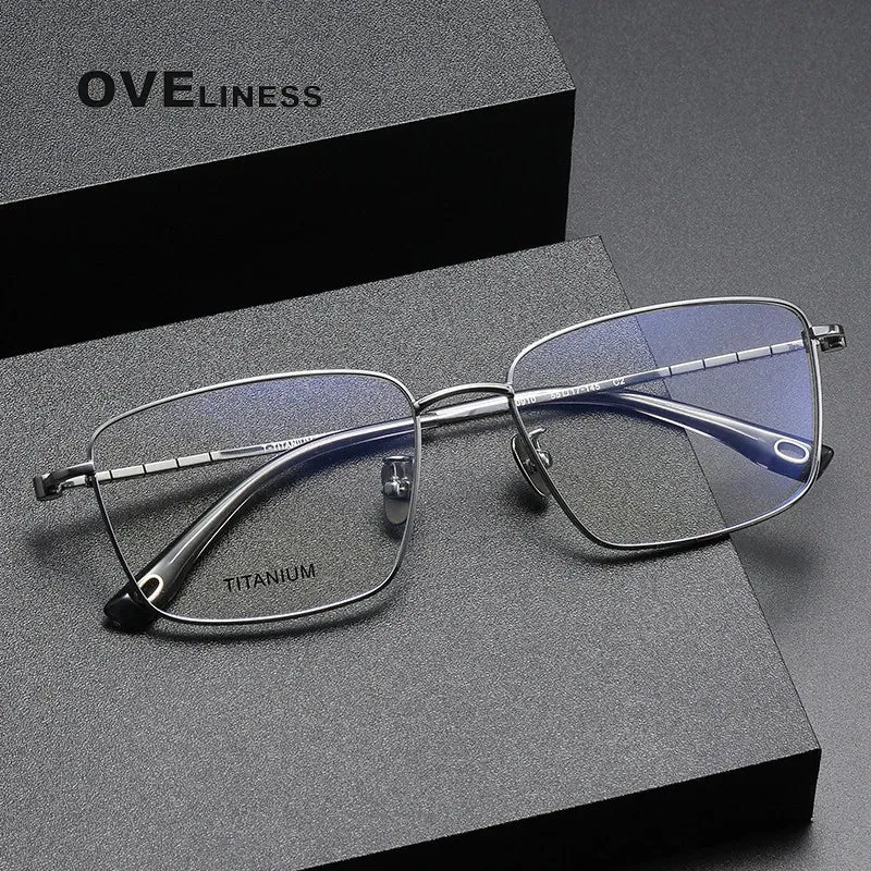 Oveliness Men's Full Rim Square Titanium Eyeglasses 80910