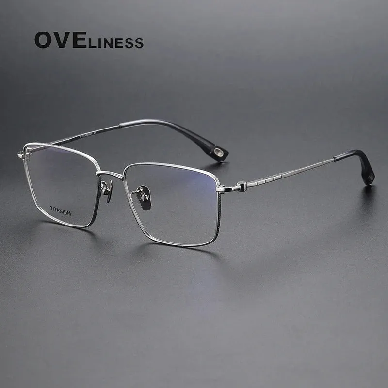 Oveliness Men's Full Rim Square Titanium Eyeglasses 80910