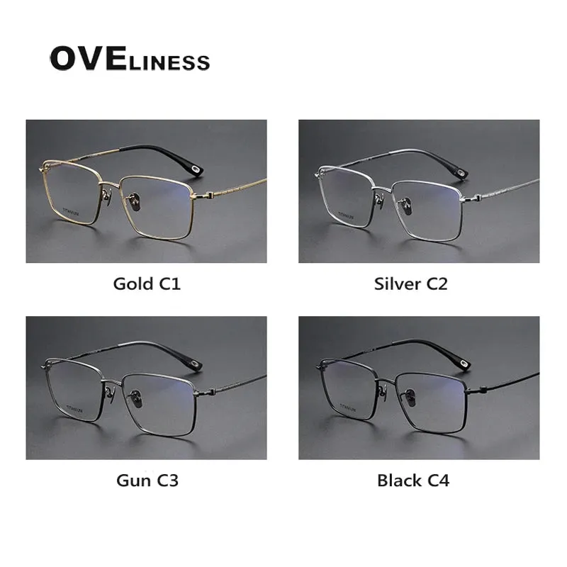 Oveliness Men's Full Rim Square Titanium Eyeglasses 80910