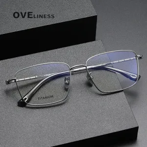 Oveliness Men's Full Rim Square Titanium Eyeglasses 80910