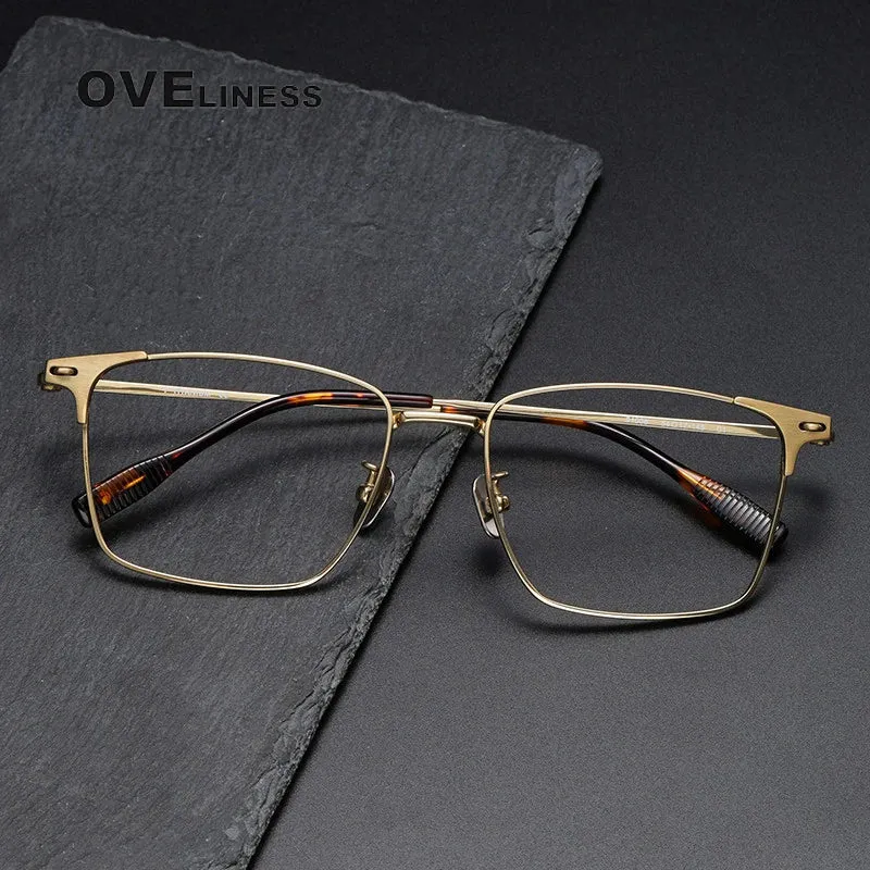 Oveliness Men's Full Rim Square Titanium Eyeglasses 8108