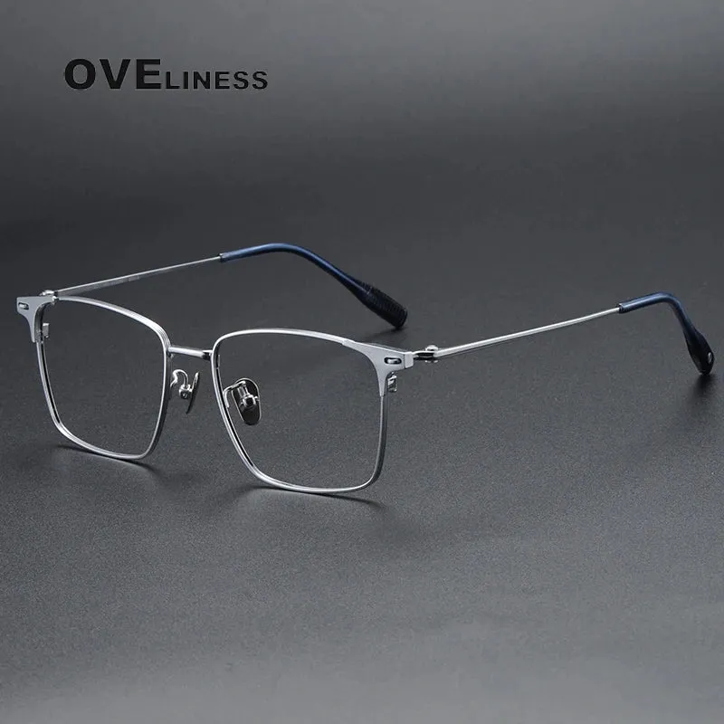 Oveliness Men's Full Rim Square Titanium Eyeglasses 8108