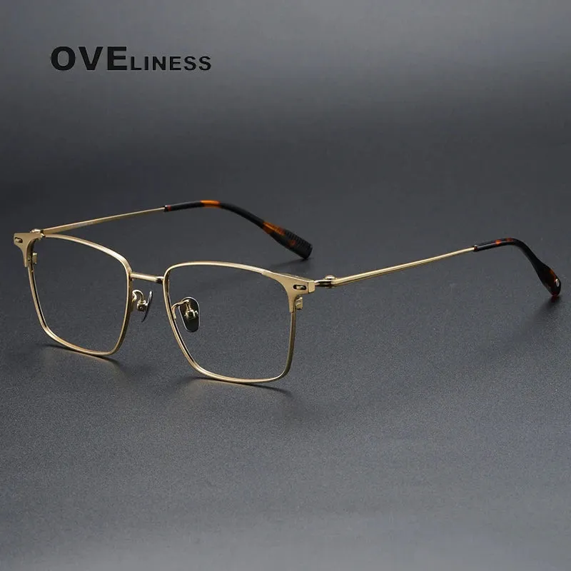 Oveliness Men's Full Rim Square Titanium Eyeglasses 8108