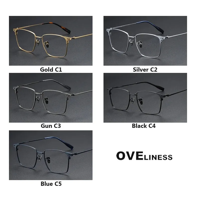 Oveliness Men's Full Rim Square Titanium Eyeglasses 8108