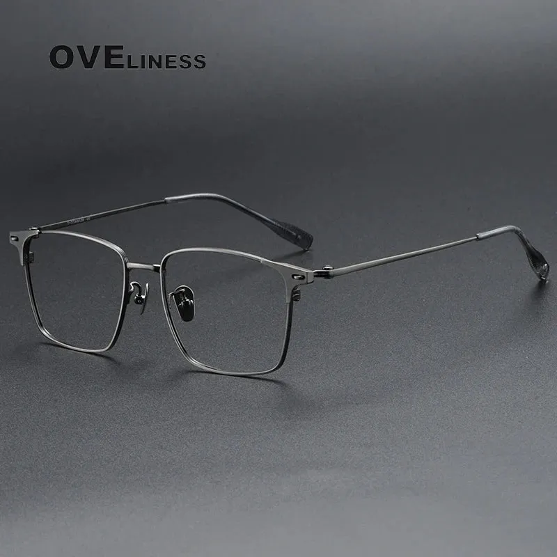 Oveliness Men's Full Rim Square Titanium Eyeglasses 8108