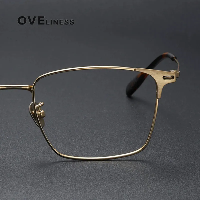 Oveliness Men's Full Rim Square Titanium Eyeglasses 8108