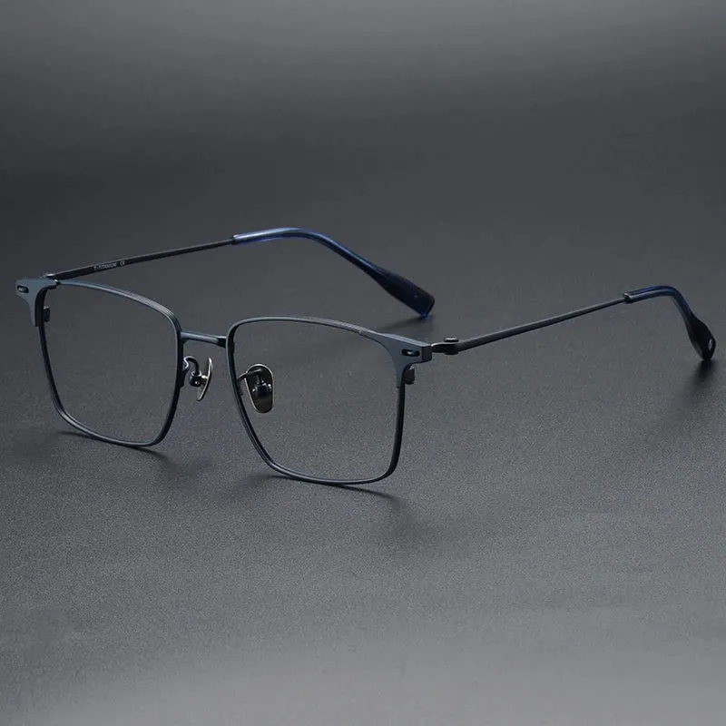 Oveliness Men's Full Rim Square Titanium Eyeglasses 8108