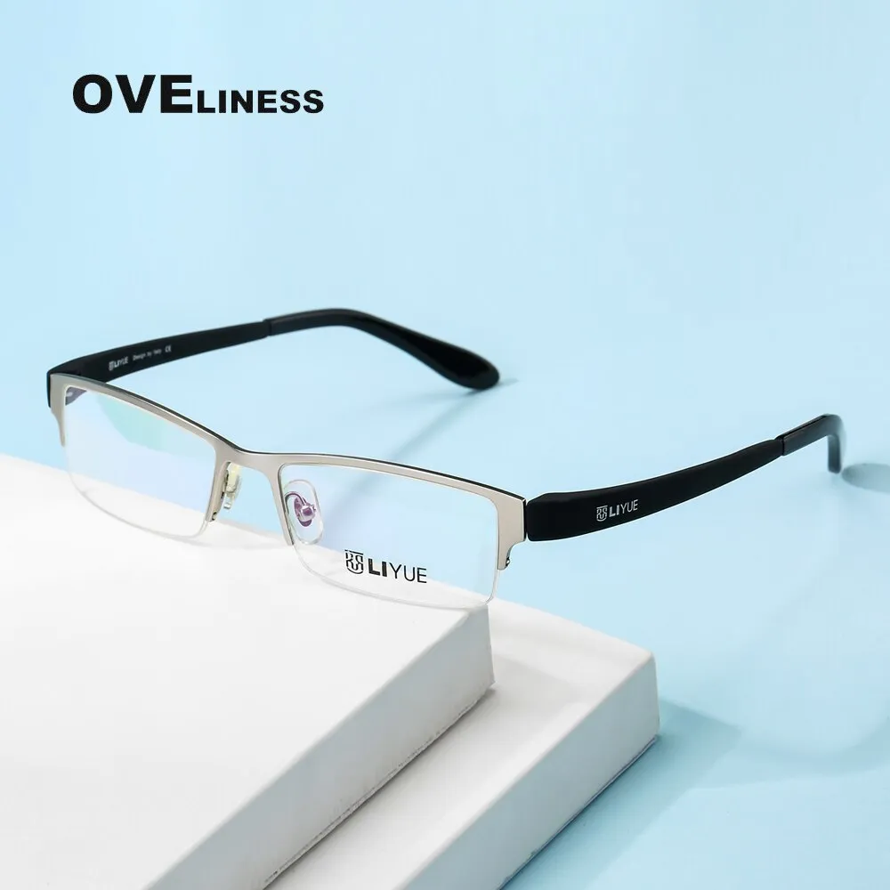 Oveliness Men's Semi Rim Square Alloy Eyeglasses 9019