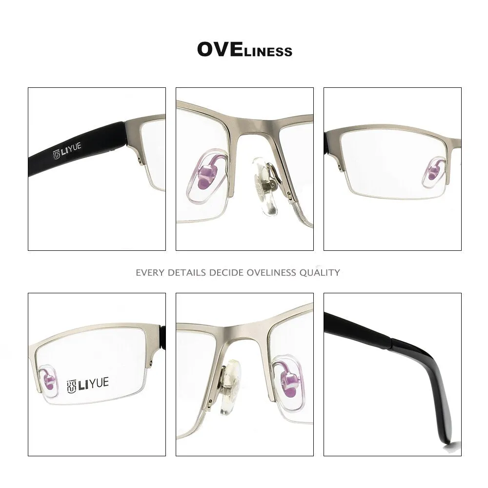Oveliness Men's Semi Rim Square Alloy Eyeglasses 9019