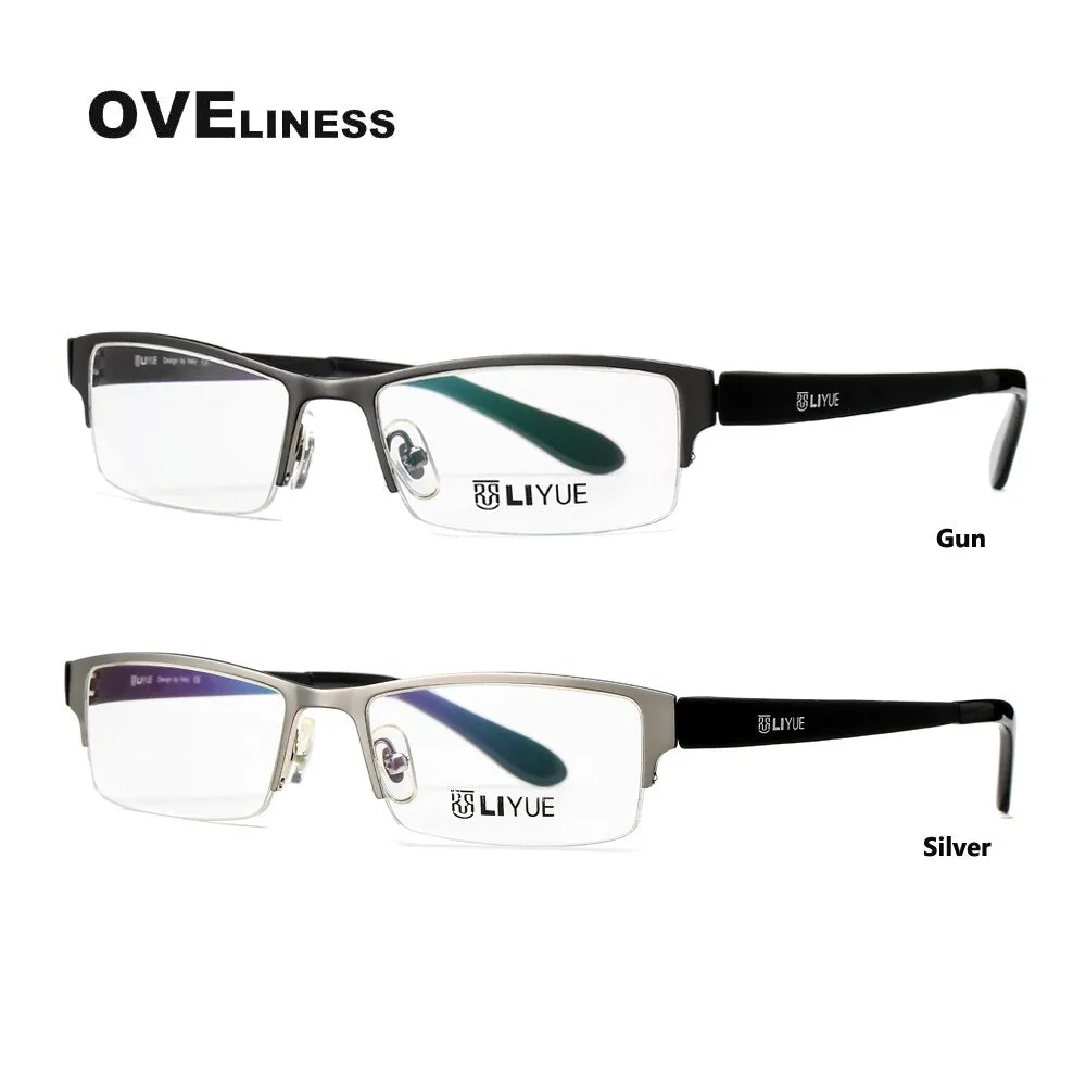 Oveliness Men's Semi Rim Square Alloy Eyeglasses 9019