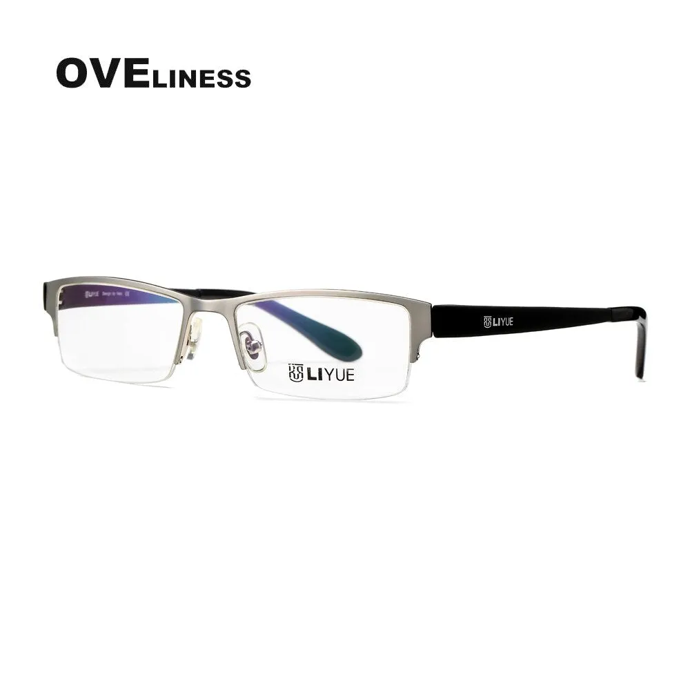 Oveliness Men's Semi Rim Square Alloy Eyeglasses 9019