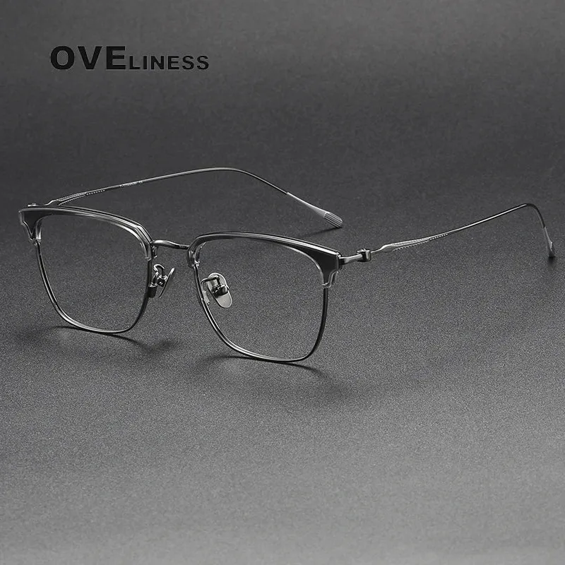 Oveliness Unisex Full Rim Cat Eye Acetate Titanium Eyeglasses 80899